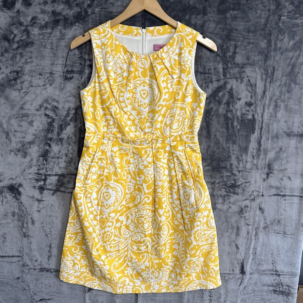 Eliza J Dress Womens 6 Yellow Floral Tea Party Dress Lined Pockets Modesty